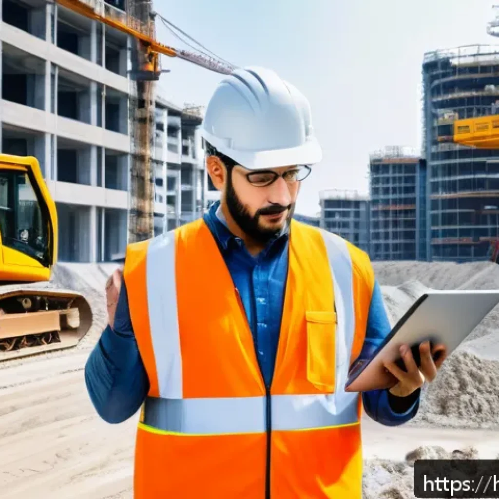 토목공학자들의 해외 연수 경험 - A detailed modern civil engineering construction site in an international setting, showcasing engine...