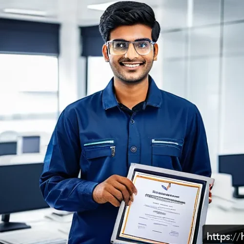 토목기사 자격증 취득의 장점 - A confident young Indian engineer wearing professional attire and safety gear, holding a Tokmik Engi...