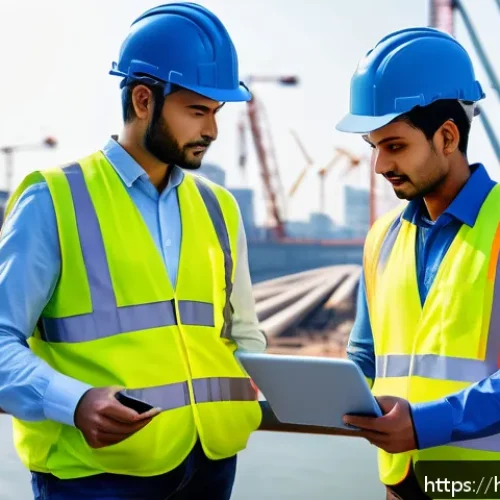 토목공학 프로젝트에서 협업 사례 - A diverse team of civil engineers and site workers engaged in a dynamic video conference on a constr...